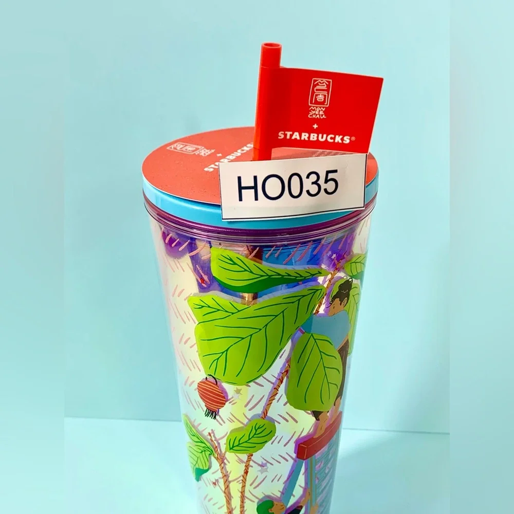 NEW NWT Starbucks 2024 Monyee Chau Tropical 24 Oz Cold Tumbler Cup Pride - Picture 7 of 8